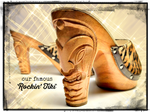 Load image into Gallery viewer, Rockin&#39; Tiki/with Ankle Strap - in Black Leather and Leopard Fur
