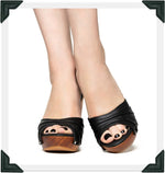 Load image into Gallery viewer, Rockin&#39; Tiki - Black Leather Strap - luckyloushoes
