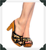 Load image into Gallery viewer, Rockin&#39; Tiki - Black Leather and Leopard Fur Strap - luckyloushoes

