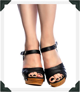 Souvenir - Black Leather/with Ankle Strap - luckyloushoes