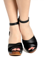 Load image into Gallery viewer, Cherry Blossom - Jet Black Suede and Leather Strap - luckyloushoes
