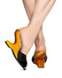 the Ilze Mule - 4" wedge heel Black Leather and Suede - Lucky Lou Shoes